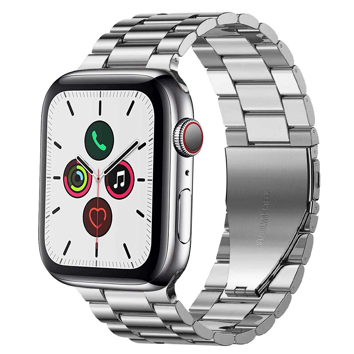 Pugo Top Replacement For Apple Watch Band Ultra 2/Ultra 49Mm Series 9/8/7/6/5/4/3/2/1/Se, Stainless Steel Metal Iwatch Iphone Wa