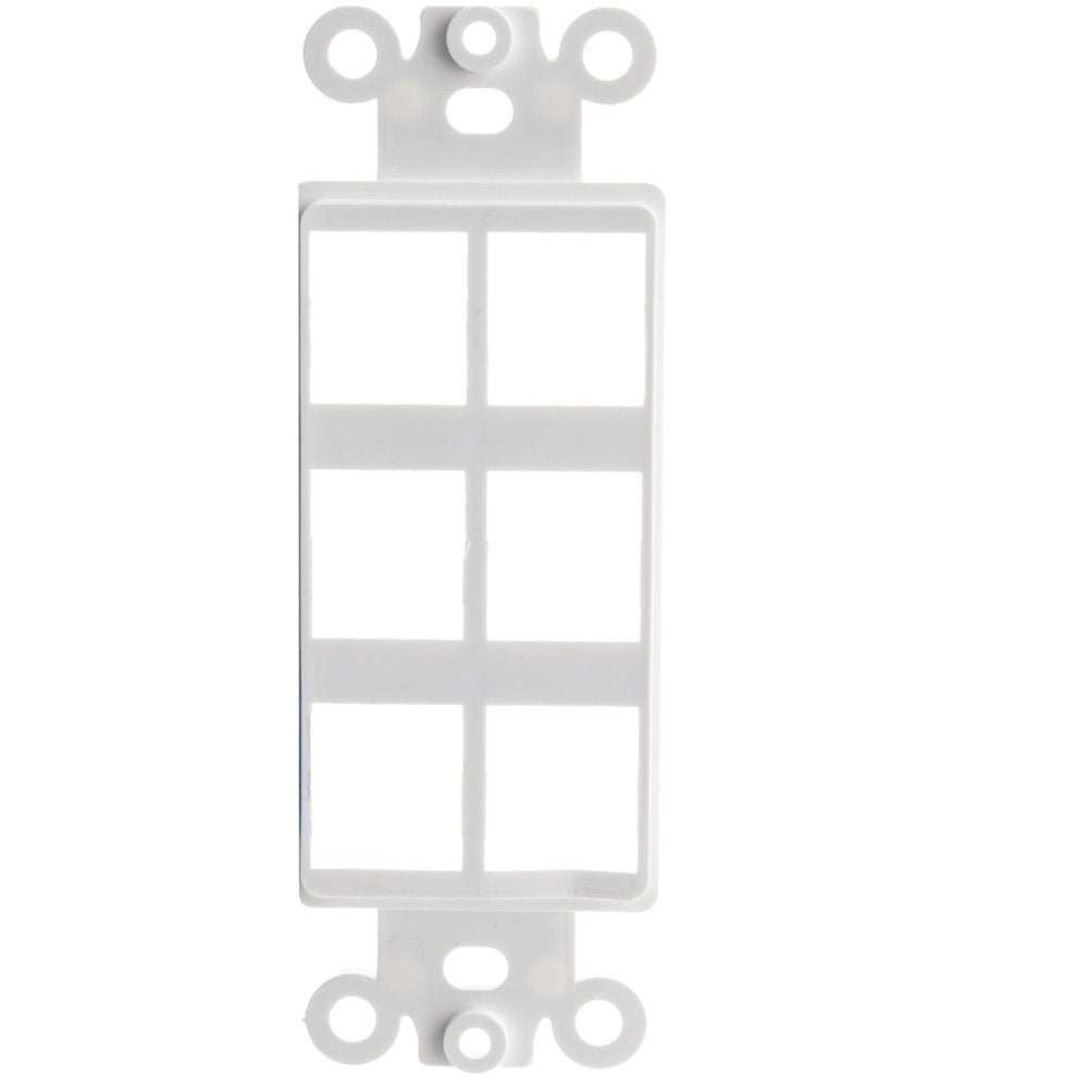 Decora Wall Plate Insert, 6 Hole Keystone Jack, White