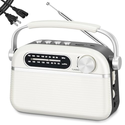 Prunus J 130 Radio Portable Am Fm, Ac Power,Battery Operated Radio/Rechargeable Radio For Emergency Use, Vintage Radio With Bluetooth Support Tf Card/Usb Playing For Outdoor/Home/Gift