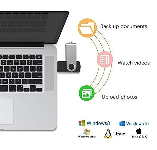 Juanwe Usb Flash Drive 128Gb 5 Pack Usb 2.0 Thumb Drive Fold Storage Memory Stick Swivel Keychain Design Jump Drive Black