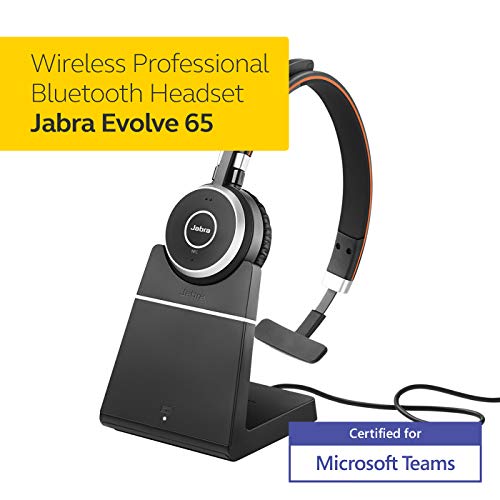 Jabra Evolve 65 Ms Teams Wireless Headset, Mono   Includes Link 370 Usb Adapter   Bluetooth Headset With Industry Leading Wirele