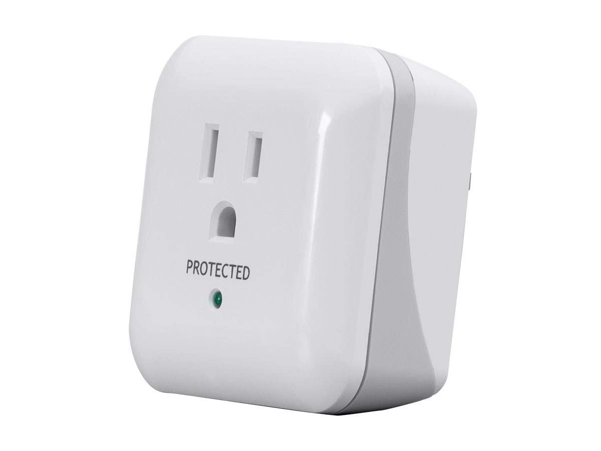 Monoprice Power & Surge   White | 1 Outlet Surge Protector With End Of Service Alarm, 900 Joules 15A / 125V / 1875W, 10Db To 60D