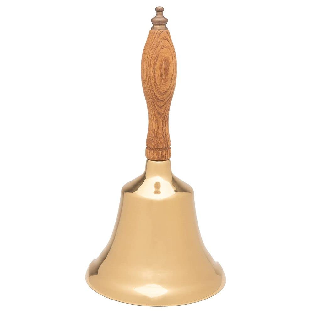 Bevin Bells Solid Brass Hand Bell | 8Hb | New England Hardwood Handle | Elegant Hand Call Bell | Noise Makers | Loud Brass Bells