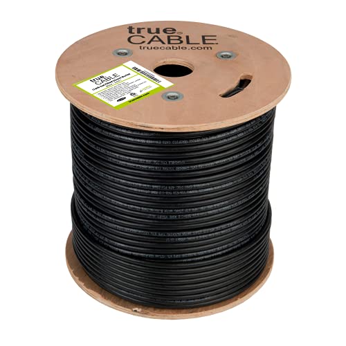 Truecable Cat6 Direct Burial, Gel Filled, 500Ft, Black, Waterproof, Cmx, 23Awg Solid Bare Copper, 550Mhz, Poe++ (4Ppoe), Etl Lis