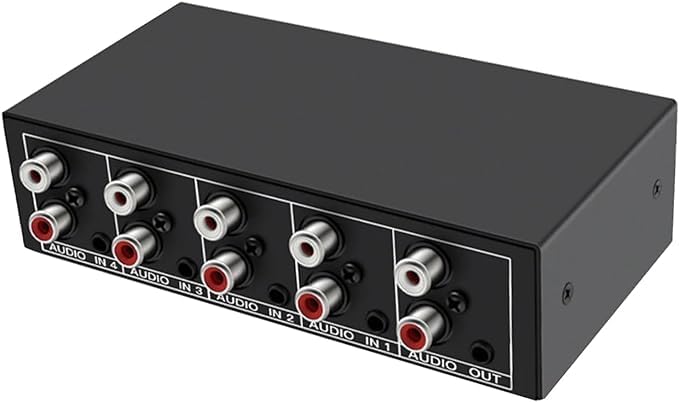3.5Mm Aux + Rca L/R Audio Switch Box 4 In 1 Out Bidirectional, Bolaazul Stereo Audio Switcher Selector 4X1 Passive A/B Analog Au