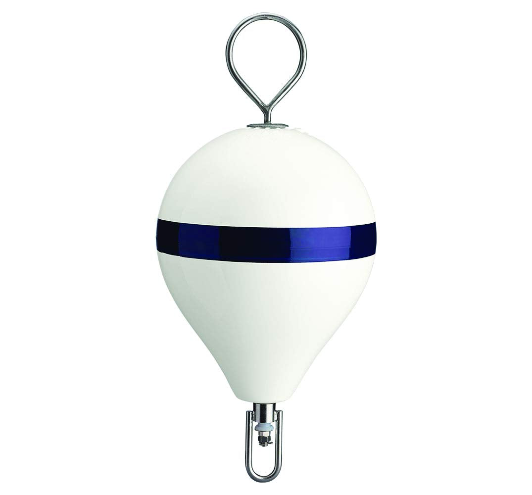 Polyform 13.5'' Cm Mooring Buoy W/Galvanized Iron - White Blue Stripe,WBAUVB07NFMM8G5