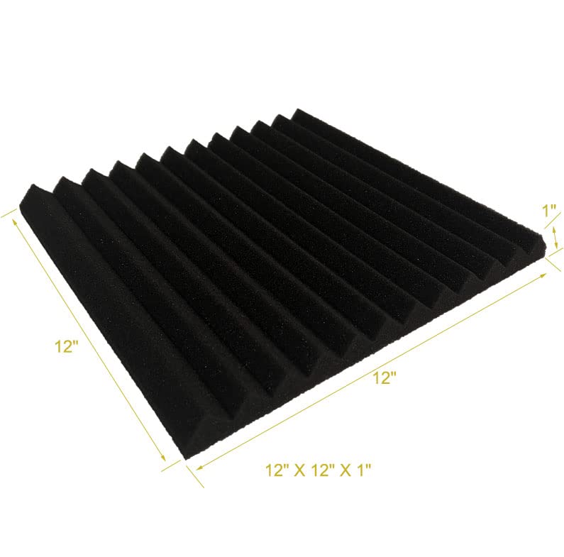 96 Pack Burgundy/Black Absorb The Echo Acoustic Foam Panel Wedge Studio Soundproofing Wall Tiles 12'' X 12'' X 1''