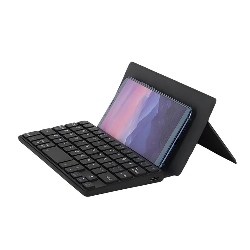 Mini Foldable Bluetooth Keyboard for Samsung iPad and Phones Portable UltraSlim Travel Keyboard with AKickstand and Leather Cov