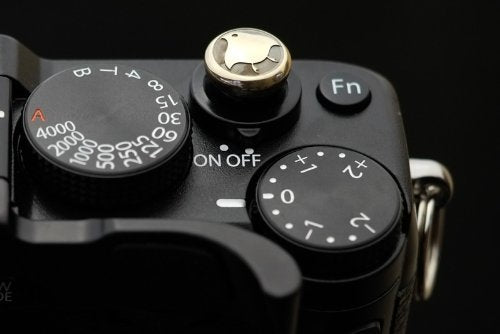 Lensmate Bird Soft Release Button   Brass   Fits Any Standard Threaded Release   Fits X100Vi, X100V, X100F, X100T, Xpro3 & Xpro2