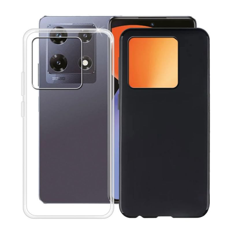 Hgjtf Phone Case For Infinix Note 30 Pro (6.67''), Clear + Black Case   Ultra Thin Soft Silicone [Shockproof X Anti Scratch] Tpu
