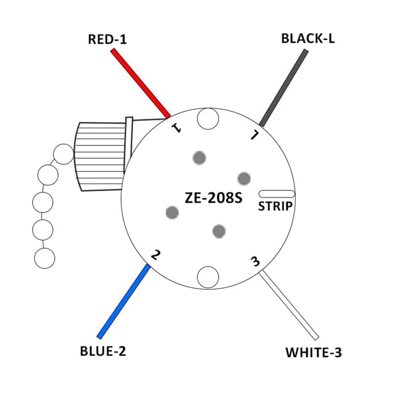 Akahttbn Ceiling Fan Switch Ze 208S E89885 3 Speed 4 Wire Fan Light Switch Replacement Part Speed Control Pull Chain Switch (Nic