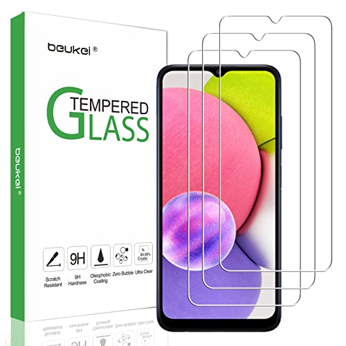 Beukei (3 Pack) Compatible For Samsung Galaxy A03S Screen Protector Tempered Glass, Touch Sensitive,Case Friendly, 9H Hardnessfo