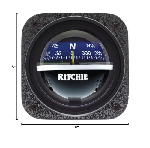 Ritchie Compass V 537B Explorer Compass   Bulkhead Mount   Blue Dial