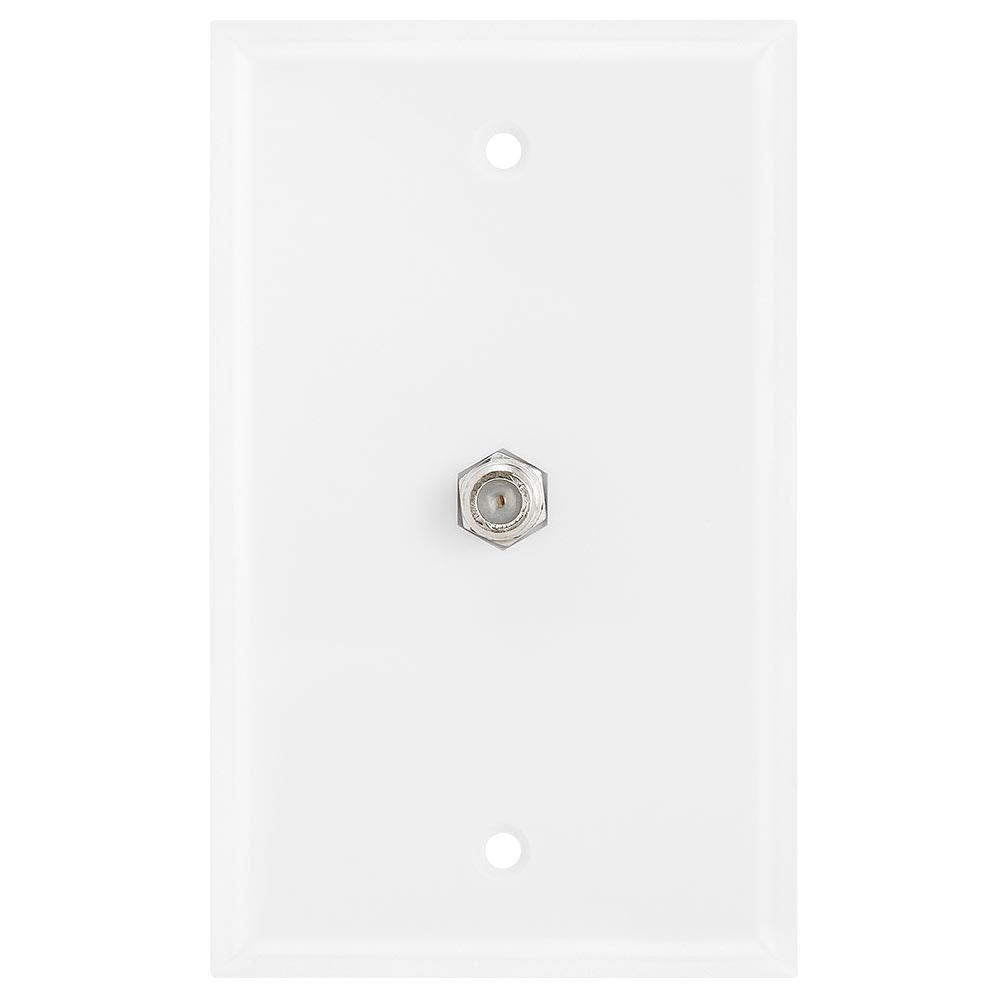 Cmple   Single F Connector Coaxial Cable Audio/Video Wall Plate, 1 Port Tv Cable Wallplate 75 Ohm Plug Jack Ports Coax Wall Plat