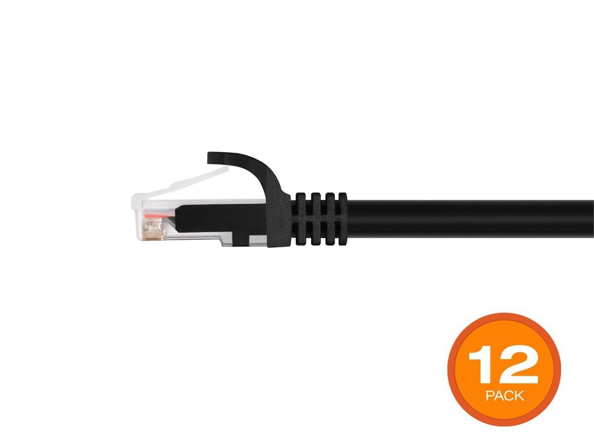 Monoprice Cat6 6In Black 12 Pk Patch Cable Utp 24Awg 550Mhz Pure Bare Copper Snagless Rj45 Flexboot Series Ethernet Cable