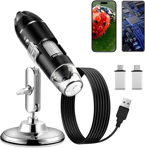 Usb Digital Microscope, 50X 1600X Magnification Handheld Digital Microscope With Adjustable Stand, Compatible With Android Phone
