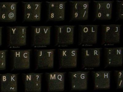 French B  Po Keyboard Sticker White Lettering Clear Transparent Background