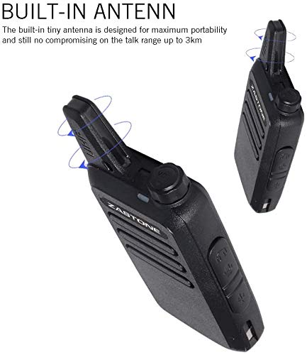 Zastone X6 Rechargeable Long Range Two Way Radios With Earpiece 2 Pack 3W 16 Channel Uhf Walkie Talkies