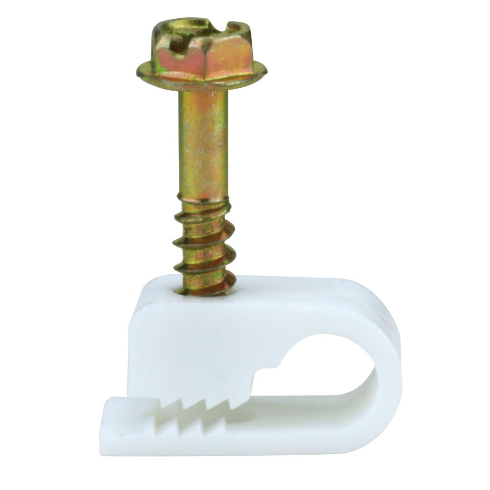 Skywalker Flexible Single Cable Screw Clips (Pack Of 100 / White)