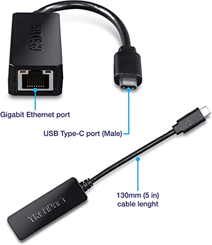Trendnet Tuc Etg, Usb Type C To Gigabit Ethernet Lan Wired Network Adapter For Windows & Mac, Compatible With Windows 10, And Ma