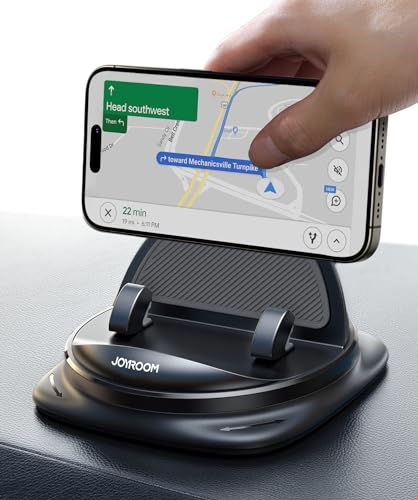 Joyroom Phone Holder Car, [Adjustable Spring Design] 360 Rotatable Car Phone Holder Mount With Non Slip Silicone, Dashboard Cell