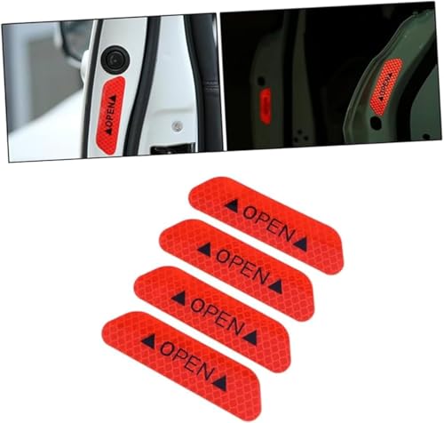 Careflection Car Door Reflective Open Warning Safety Sticker(Red),Plastic,SelfAdhesive,9.5X2.5X0.2Cms