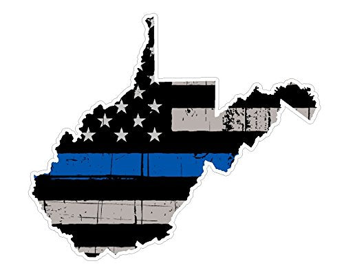 West Virginia State (U48) Thin Blue Line Vinyl Yeti Tumbler Decal Sticker Laptop/Netbook 3 '' Inch   By Customdecal Us