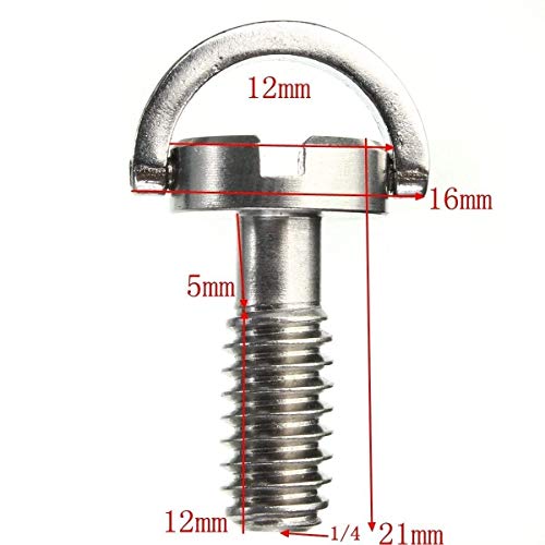Yosoo Stainless Steel Flat Head D Shaft D Ring 1/4' Mounting Screw Adapter For Dslr Camera/Tripod/Monopod/Qr Quick Release Plate(Type 2)