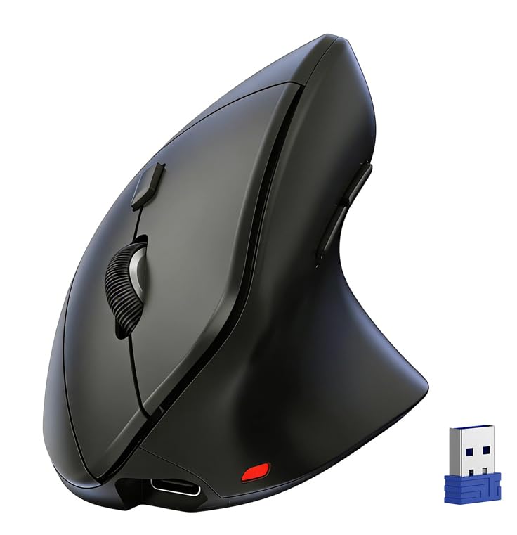TECKNET Wireless Vertical Mouse, 2.4G+2*BT Rechargeable Bluetooth Mice