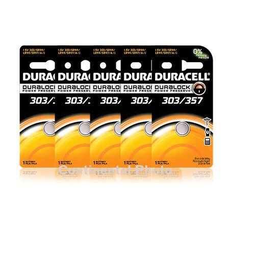 5 Duracell 357/303 A76 Px76 Sr44W/Sw Lr44 Ag13 Silver Oxide Battery