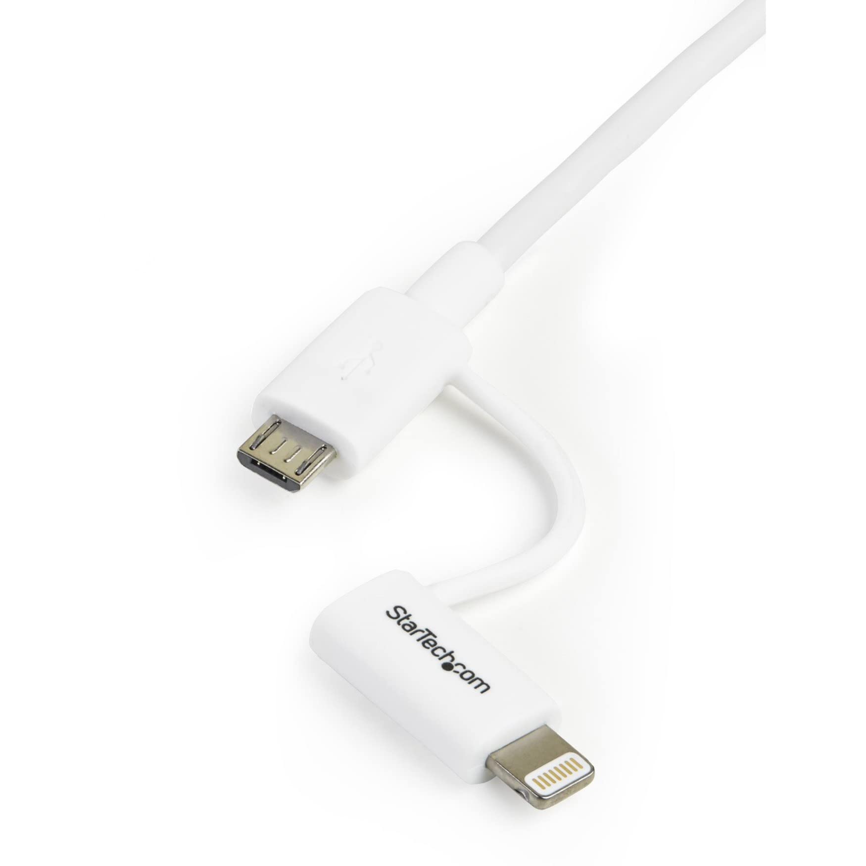 Startech.Com 1M (3Ft) Apple Lightning Or Micro Usb To Usb Cable For Iphone / Ipod / Ipad   White   Apple Mfi Certified (Ltub1Mwh