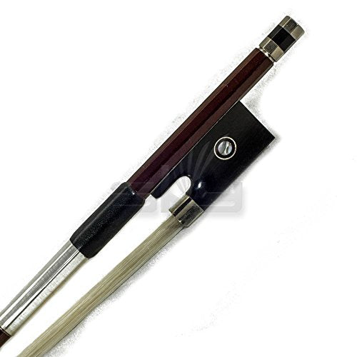 Paititi 4/4 Violin Bow Carbon Fiber Round Stick Mongolian Horsehair Silver Wrap With Double Eye Fully Line Abalone Inlay Brown C