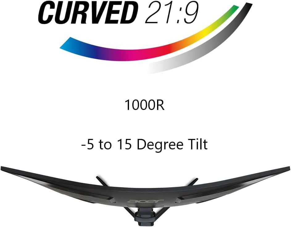 Acer Nitro 34 Uwqhd 3440 X 1440 1000R Curved Pc Gaming Monitor | Adaptive-Sync Support (Freesync Compatible) | 100Hz Refresh | 1