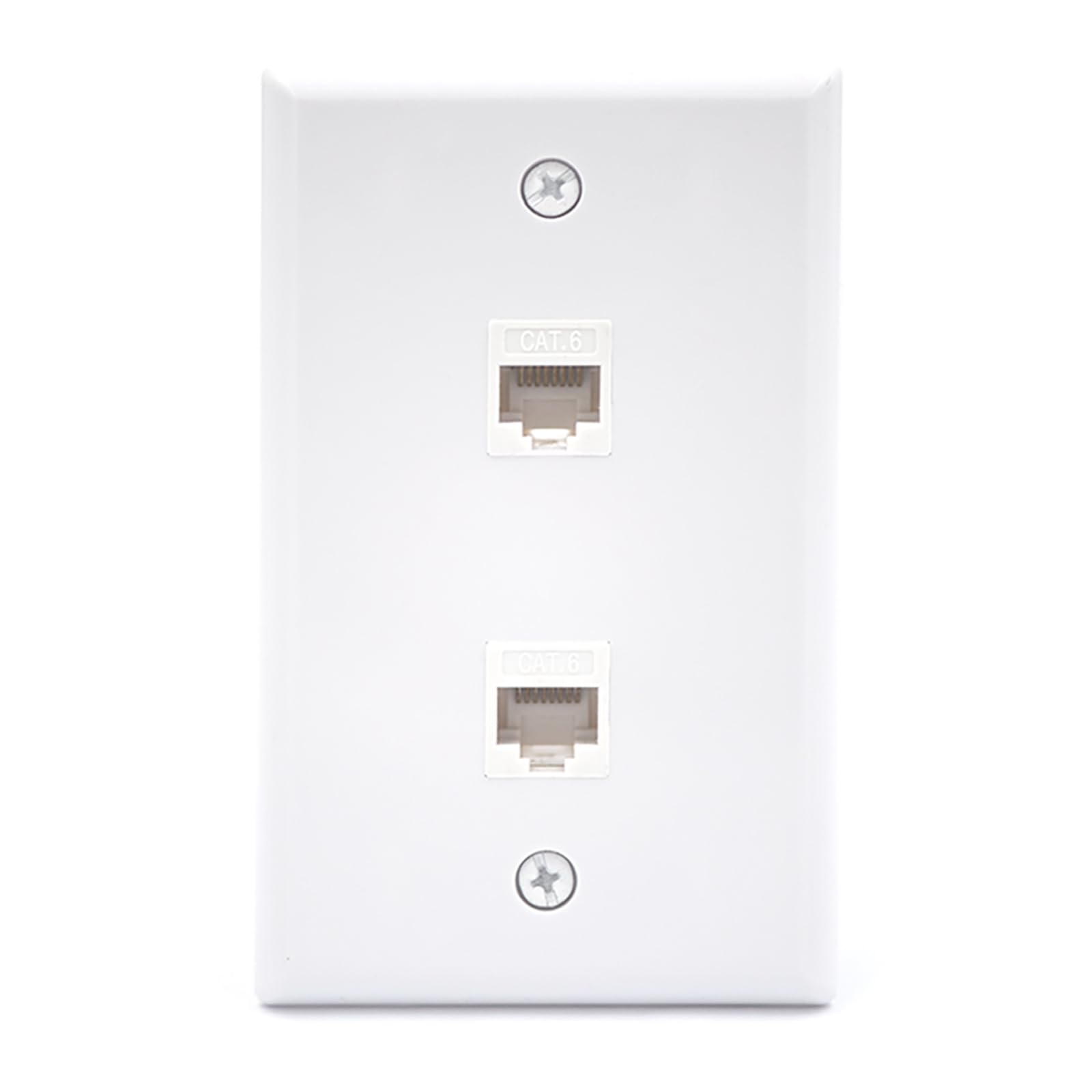 VCE Ethernet Wall Plate 2-Port (UL Listed), Cat6 Female to Female Wall Jack, RJ45 Keystone Inline Coupler Wall Outlet, White