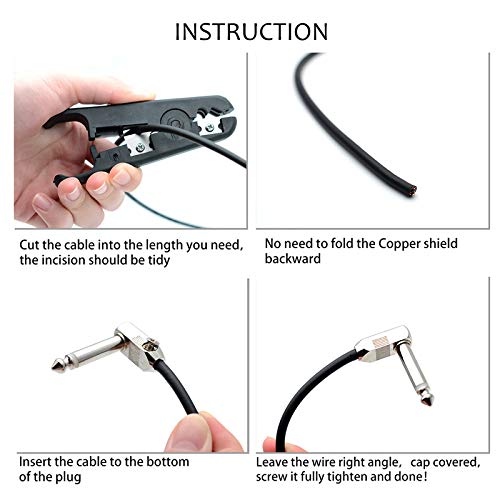 Get Music Diy Pedalboard Kit, Solderless Guitar Patch Cable Cord For Pedal Board With 10 Plugs, 10 Feet Cable