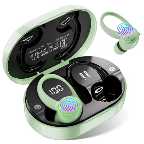 Edyell Bluetooth In Ear Earphones With Earhooks, Wireless Earbuds With Noise Cancelling Mic, 50H Playback, Bt5.3 Headphones Touc