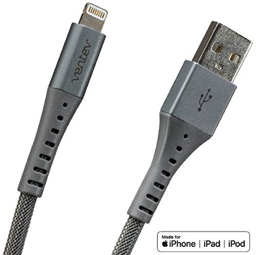 Ventev Chargesync Apple Lightning Cable | Rapid Charging To 2.4A/12W At Max Rates, Mfi Certified, Brushed Aluminum Housing, No-F