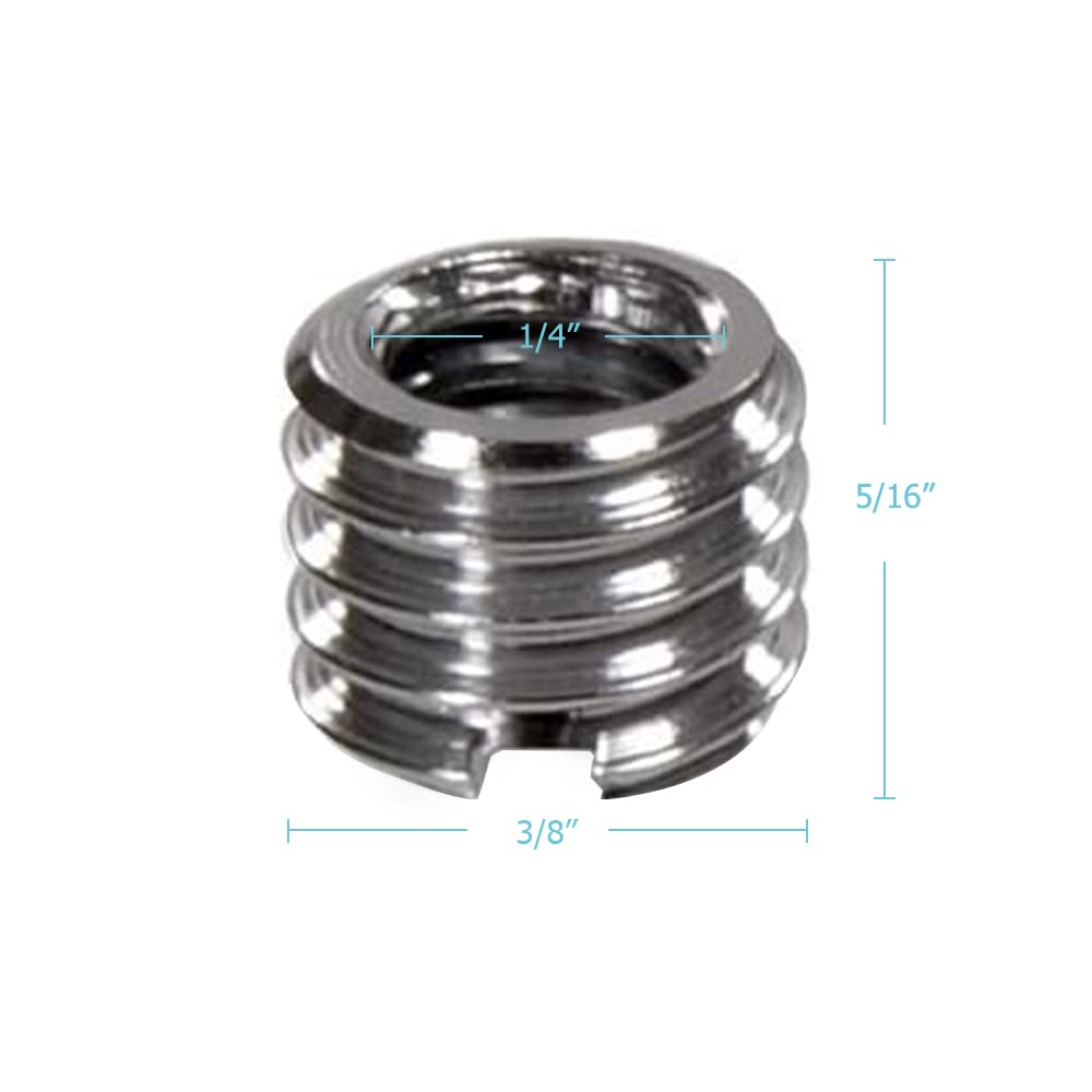Foto&Tech Metal 1/4 Inch To 3/8 Inch Tripod Thread Adapter, Easy Mount Convert Screw Adapter For Tripod Monopod Ballhead, Reduce