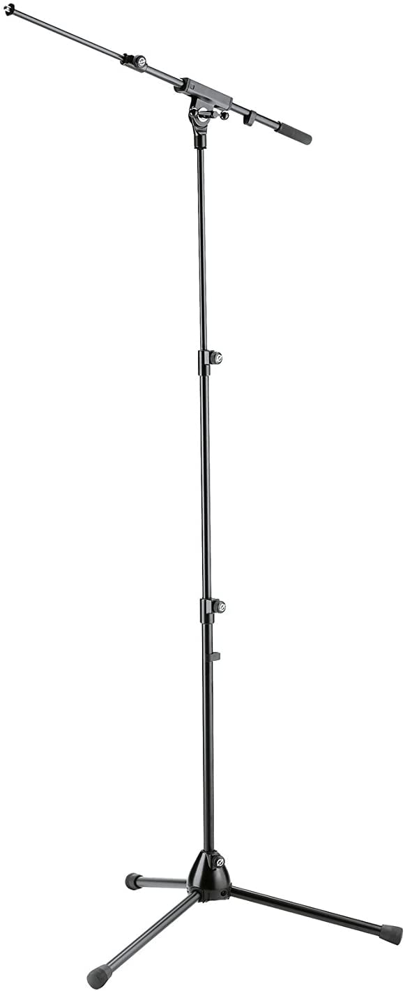 K&M Konig & Meyer 25200.500.55 Microphone Stand With 2 Piece Telescopic Boom Arm | Easy Height Adjustment | Folding Leg Design |