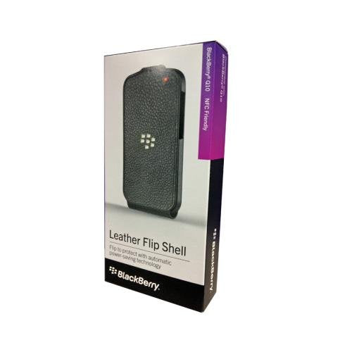 BlackBerry ACC-50707-301 Leather Flip Shell for Rim BlackBerry Q10 - Retail Packaging - Black