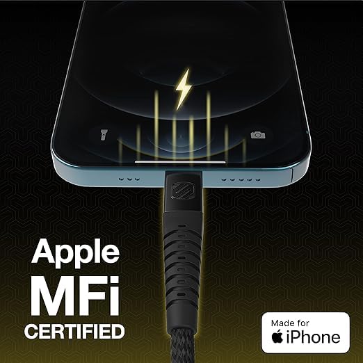 Scosche HDi3B10WT SP Strikeline MFI Certified Lightning Charge & Sync Heavy Duty Cable 10 ft. White