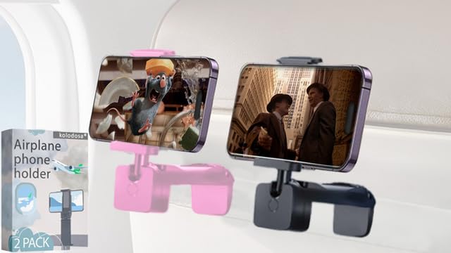 Kolodosa Pink Black Airplane Phone Holder Travel Essentials Accessories Cruise Car Mount Cell Stand Air Plane Table Seat Desk Fl