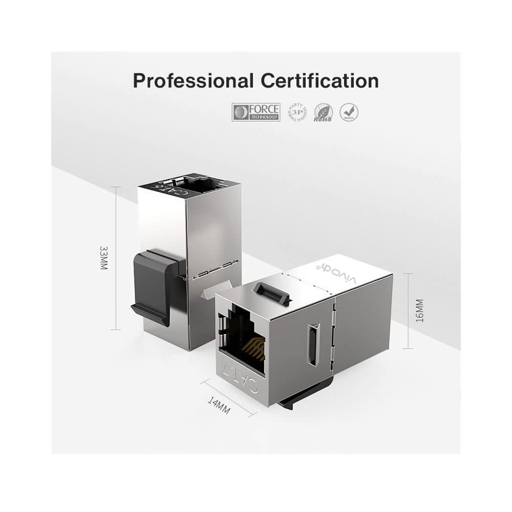 Vivoch 10 Pcs Cat7 Keystone Coupler, Cat7 Keystone Jack Inline Coupler Sheilded Rj45 8P8C Cat7/Cat6A Up To 10Gbps For Ethernet L