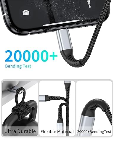 Acevien Short Iphone Charge Cable 6 Inch, 3Pack 0.5 Foot Usb To Lightning Cord Braided For Iphone 14 13 12 11 Pro Max Xs 8 7 6 5