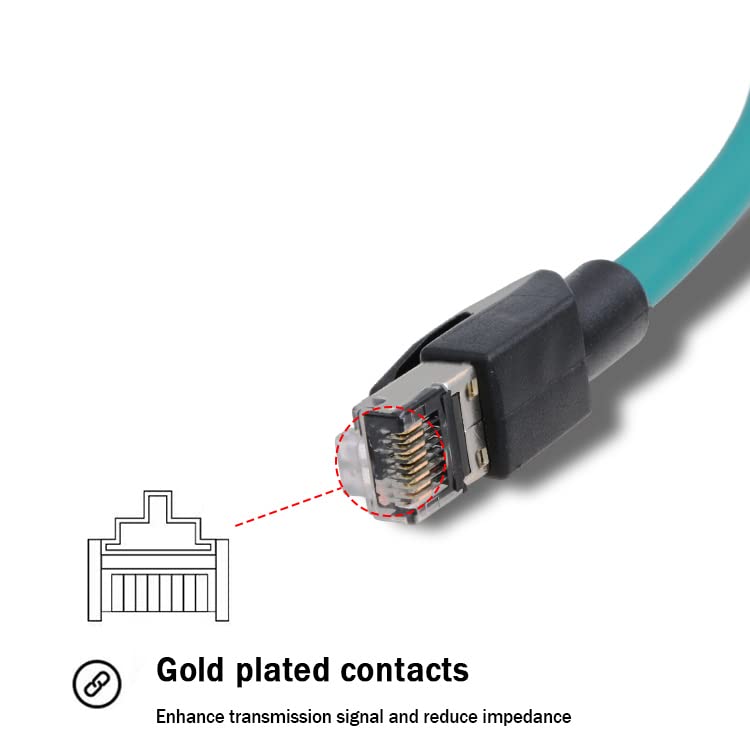 Eonvic Ethernet Shielded Cable M12 X Type 8 Position To Rj45 Waterproof Industrial Network High Flex Cable For Cognex (8M, Black)