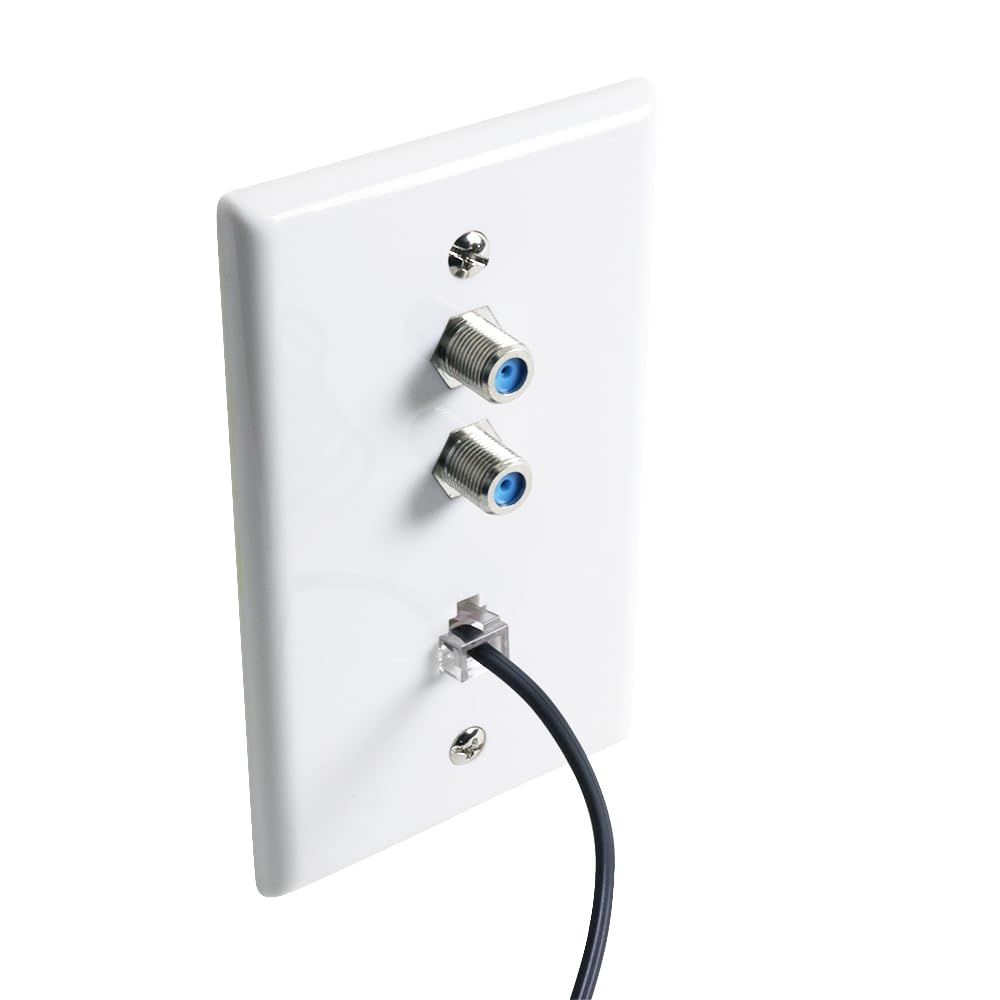Skywalker Wall Plate W/Dual 3.0Ghz F 81 And Phone Connector (White)