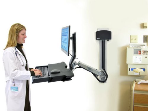 Ergotron Styleview Sit Stand Combo System With Worksurface, Polished Aluminum/Black