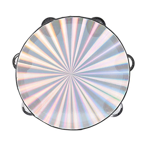 Tambourine 8 Inch Radiant Hand Held Drum With Double Row Jingles Reflective Drum Musical Instrument For Church Adults Ktv Party