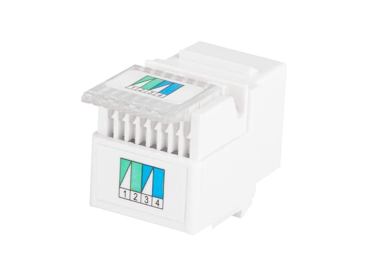 Monoprice Rj11 Toolless 180 Degree Keystone Jack   For 22 26Awg Solid Wire, White
