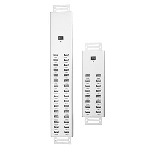 Dyconn Maxi High Power Charging & Data Transfer/Duplication USB 2.0 Hub BC1.2 Full Aluminum with Industrial Rack Mount (IPC) Bracket (32 Ports 160W 32A)